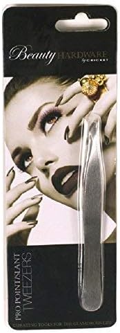 Cricket Beauty Hardware Pro Point/Slant Tweezers - Professional Hair Removal Tool w/Precision Slanted Tip, Durable German Stainless Steel, Superior Grip for Eyebrows, Ingrown Hairs & Facial Grooming