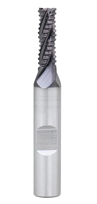 Accusize Industrial Tools Standard Tooth M42 8% Cobalt TiAlN Roughing End Mill, 1/4" Diameter, 3/8" Shank Diameter, 3/4" Flute Length, 1102-0014