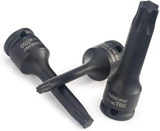 NEIKO 01132B 3/8??Drive Torx Star Driver Bit Socket Set | 7 Piece | T20 to T60 | 3??Length | Cr-Mo Impact Grade