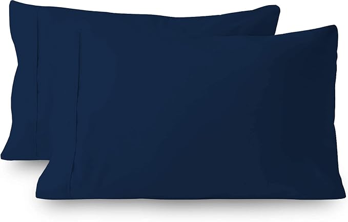 2Pcs Pillowcase 800 Thread Count 100% Egyptian Cotton Pillows for Sleeping, Soft & Silky Sateen Weave Bed Pillow Cover Long-Staple Standard Pillowcase Set of 2 Size (20"x40") - Navy Blue Solid