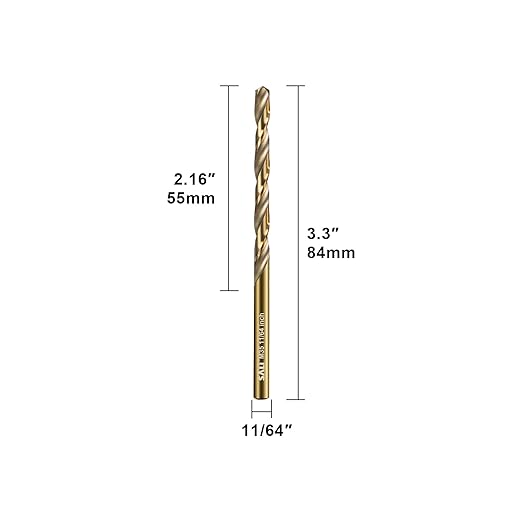SALI Cobalt Drill Bit Set, 10Pcs 11/64" M35 High Speed Steel Jobber Length Drill Bit Kit for Hardened Metal, Stainless Steel, Cast Iron, Wood and Plastic, with Index Storage Case