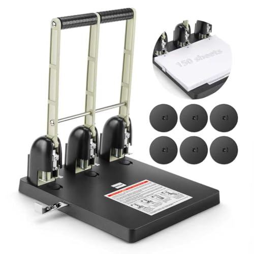 Worklion 3 Hole Puncher for Binder: Heavy Duty Three Hole Paper Punch for Max 150 Sheet,Save Power Large Punch