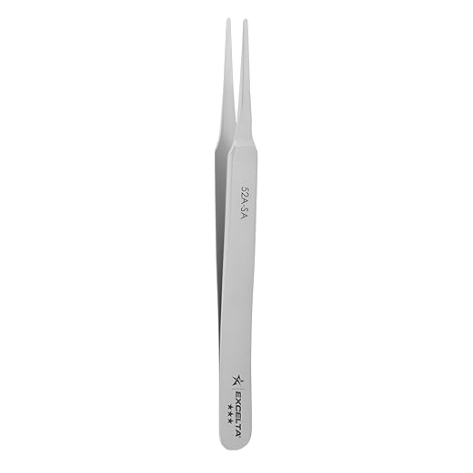 Excelta 52A-SA Straight Tapered Flat Tipped Tweezer, 4.75 Inch, Anti-Magnetic Neverust Stainless Steel, Conductive Surface, Straight Tip, Precision Handling for Labels and SMD Components, Professional