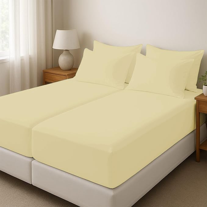 Split King Sheets for Adjustable Beds 5-Piece Split King Sheet Set, 800 Thread Count 100% Egyptian Cotton,12" Deep Pocket Adjustable Bed Sheets, Ivory Solid