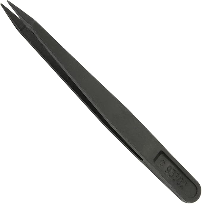 Auniwaig 10pcs Precision Plastic Tweezers, Slant Point Tip Anti-Static Tweezers for Jewelry Craft DIY Beauty Electronics Repair Tool, (4.7 Inch, Black02)