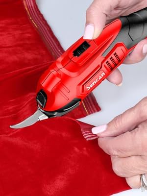 Electric Scissors for Cutting Fabric, Cardboard & Plastic, Sewing Crafting Cardboard Heavy Duty Cordless Shears Cutting Tool with 2 Replacement Blades