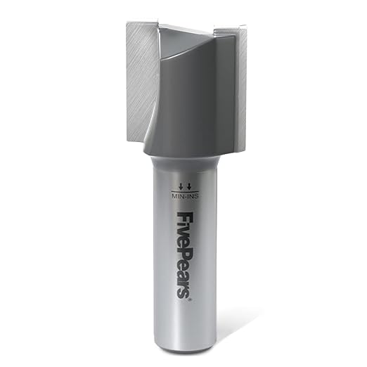 FivePears Straight Router Bits 1/2 Inch Shank Double Flute, 1 Inch Cutting Diameter, 3/4 Inch Cutting Length, Used for Create Groove, Dado or Hollow