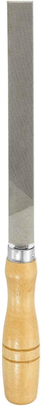 HARFINGTON Flat Medium Cut File 6" Double Cut Teeth High Carbon Steel Hand Rasp File with Wood Handle for Metal Wood Deburring Removing