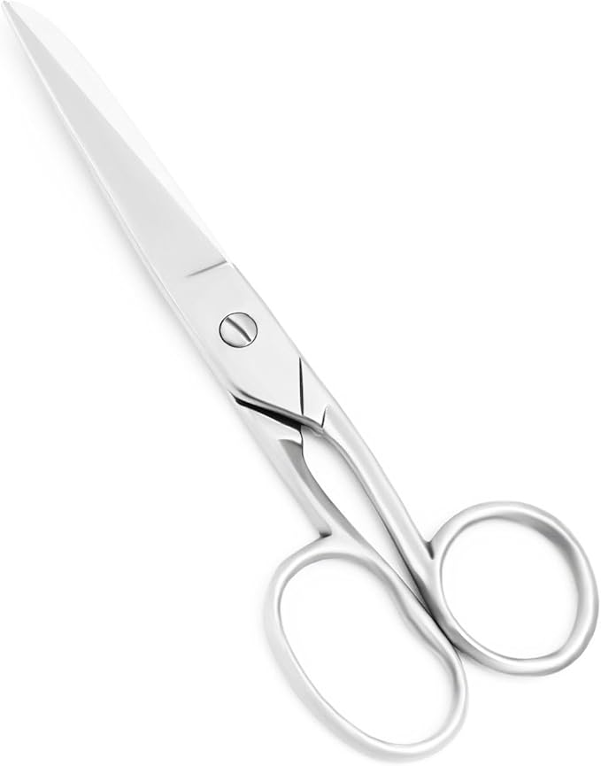 Silver Office Scissors, Heavy Duty Sewing, Tailor Fabric Sewing Paper Cutting Shears Stainless Steel Cutter Leather Art Craft Office Scissors (7 Inch)