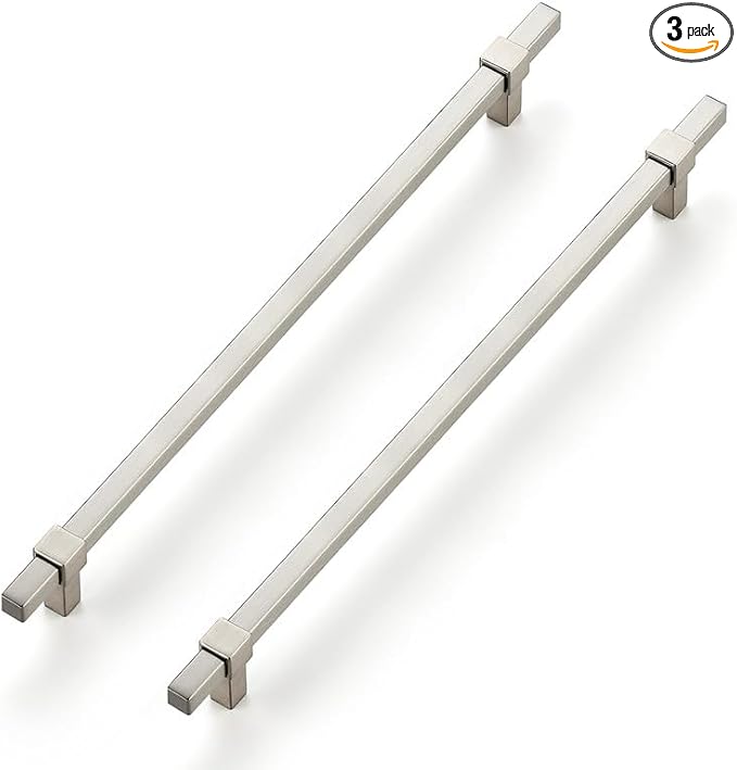 3 Pack Brushed Nickel Cabinet Handles - 10" Hole Center Cabinet Pulls Drawer Pulls Cabinet Hardware Kitchen Handles for Cabinets