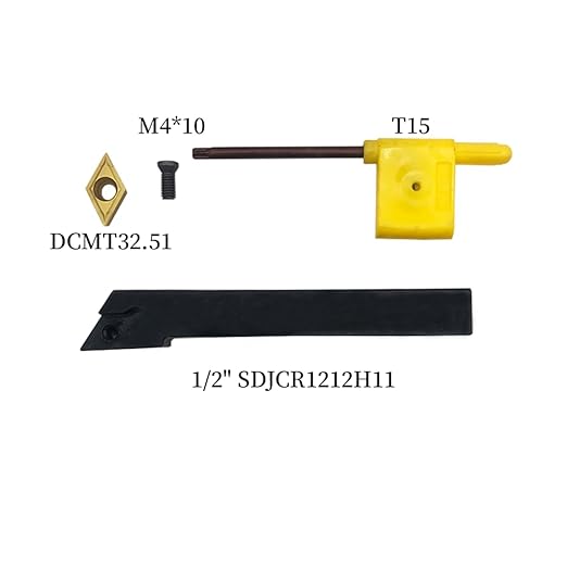 GBJ 1pcs SDJCR1212H11 Holder with 10pcs DCMT32.51 /DCMT11T304 Multilayer Coated CNC Lathe Inserts for SDJCR Lathe Turning Tool Holder Replacement Insert (1/2 Holder with 10pcs DCMT32.51)