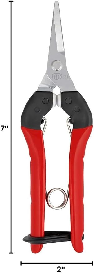 Felco F321 Pruning Snips ??7" Garden Clippers with Curved Blade & Rounded Tip | Pruning Shears for Gardening | Garden Snips and Pruners with Carbon Steel Blade, Sap Groove
