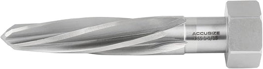 Accusize Industrial Tools H.S.S. Aligning Reamer - 1-1/16'' Diameter, 5'' Flute, 7'' OAL, Hex Shank, Spiral Flute, 0523-6055