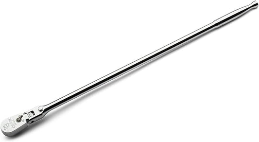 Capri Tools 3/8 in. Drive Fine 90-Tooth Locking Flex-Head Ratchet, Extra Long Chrome Handle