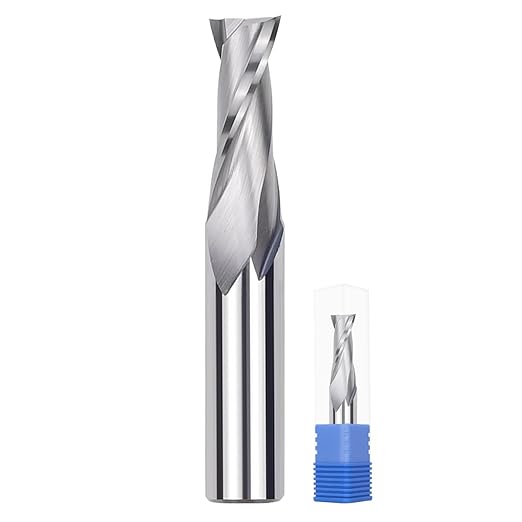 KEENTECH 1/2" Shank Upcut 2 Flute Flat Tip Sprial Router Bit for CNC Router Machine, 1/2" Cutting Diameter, 1-1/4" Cutting Depth, for Wood Cutting, Custom Furniture, Slot Mortise, Engraving, Carving