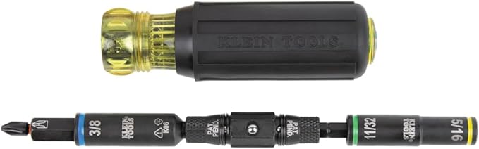 Klein Tools 32528HD KNECT 10-in-1 Impact-Rated Driver, Multi-Bit Screwdriver/Nut Driver with Deep-Well Flip Socket Sizes for Plumbing and HVAC