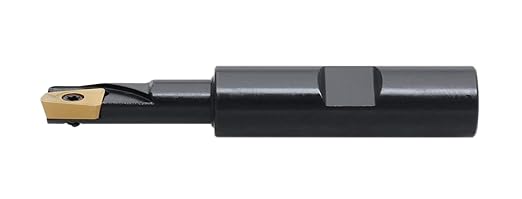 Accusize Industrial Tools 3/8'' 90 Deg Square Shoulder Indexable End Mill with 3'' Overall Length, APKT11T3 Carbide Inserts, 1 Flute, 0056-0912