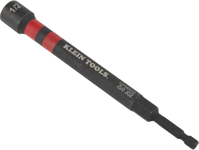 Klein Tools 32950 Ratcheting Impact Rated Hollow Power Nut Driver Set with Handle, Magnetic, Color Coded, 6 SAE Hex Sizes and Handle Included