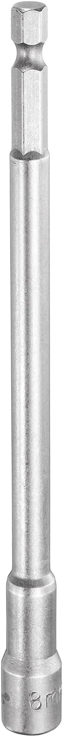 HARFINGTON Nut Driver Drill Bit 8mm Metric Socket 1/4" Hex Shank 5.91" (150mm) Long Magnetic 6-Point Sockets Quick Change CR-V Steel Bolt Setters for Power Drill Drivers