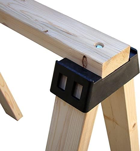 POWERTEC 71026V Plastic Sawhorse Brackets for Use with 2x4 Lumber | Kit Builds one Saw Horse, Set of 2, Black (Pack of 2)