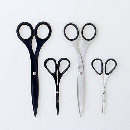 ALLEX Black Scissors for Office 6.5" All Metal Japanese Stainless Steel, Non Stick Coated Blade, Black, Made in JAPAN