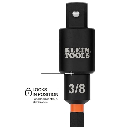 Klein Tools 65813SW 3-Piece Impact Swivel Socket Adapter Set, 1/4", 3/8", 1/2" Square Drive, Impact Driver to Socket Extensions, 20-Degree Swivel, Impact-Rated, Ball Detent