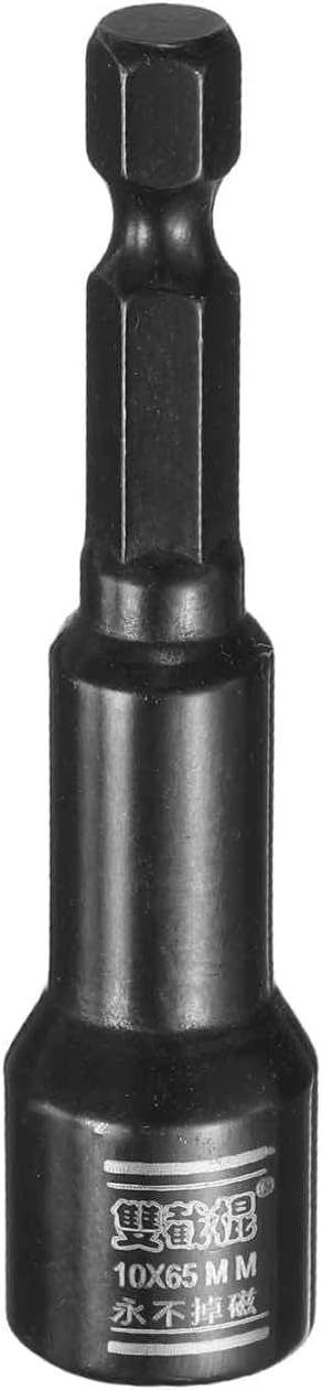 HARFINGTON Nut Driver Drill Bit 10mm Metric Socket 1/4" Hex Shank 2.6" (65mm) Long Magnetic 6-Point Sockets Quick Change CR-V Steel Bolt Setters for Power Drill Drivers