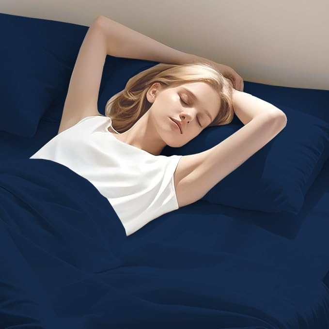 Split Queen Sheets for Adjustable Beds 5-Piece Split Queen Sheet Set, 800 Thread Count 100% Egyptian Cotton,12" Deep Pocket Adjustable Bed Sheets, Navy Blue Solid
