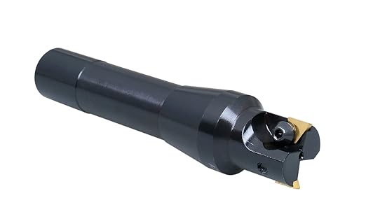 Accusize Industrial Tools 1'' Carbide Indexable End Mill, R8 Shank, 2 Flute, with Tpg22 Inserts, 0046-0915