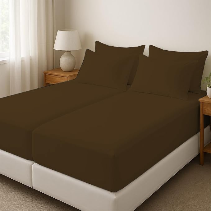 Silentnight Split California King Sheets for Adjustable Beds 5-Piece Split California King Sheet Set, 800 Thread Count 100% Egyptian Cotton,15" Deep Pocket Adjustable Bed Sheets, Chocolate Solid