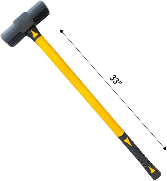 Sledge Hammer 16 LB with 33 Inch Fiberglass Handle Length Powder Coated with Polished face Heavy Duty Metalworking Tools for Automotive, Industrial, and Construction E-2257