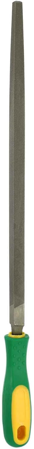 HARFINGTON 12" Square Fine Cut File Double Cut Teeth Fine Metal File High Carbon Steel T12 with Plastic Handle for Metal Wood Finishing Roughing Shaping, Grey/Yellow-Green