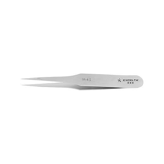 Excelta Mini Precision Tweezers, Straight Tapered Ultra Fine Point, Ideal for Handling Extremely Fine Parts, 3" Length, Professional