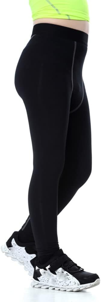 LANBAOSI Youth Boys Compression Leggings Athletic Pants Base Layer Football Workout Tight