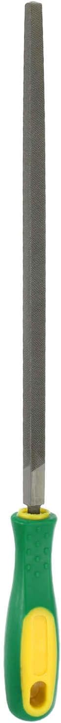 HARFINGTON 10" Square Medium Cut File Double Cut Teeth Medium Metal File High Carbon Steel T12 with Plastic Handle for Metal Wood Finishing Roughing Shaping, Grey/Yellow-Green