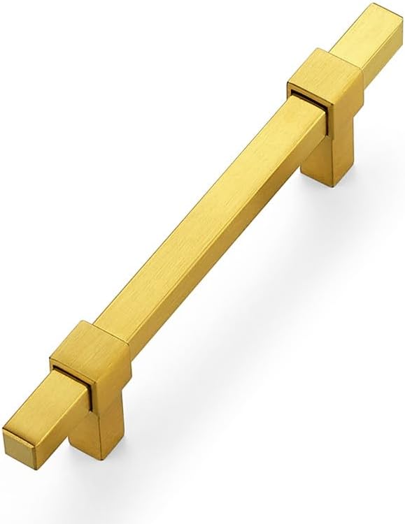 1 Pack Gold Cabinet Handles - 3-3/4" Hole Center Cabinet Pulls Drawer Pulls Cabinet Hardware Kitchen Handles for Cabinets