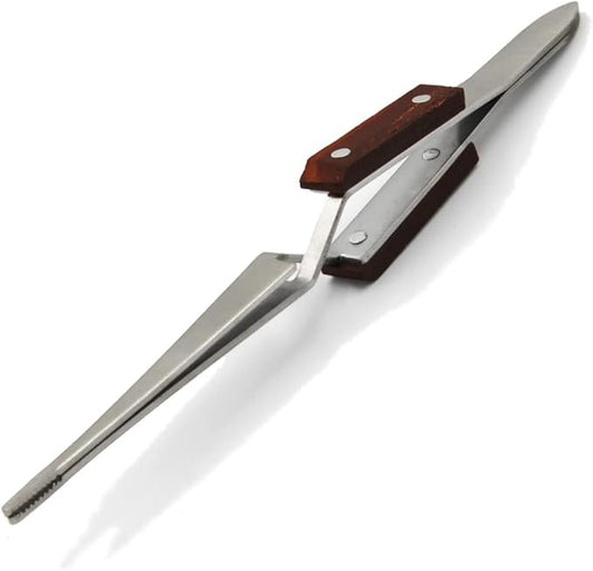 MMOBIEL Industrial Precision Fiber Grip Soldering Tweezer Cross Locking Straight Pointed Tip Stainless Steel for Electronics Repair, Jewelry, Computer, Laboratory Work etc.