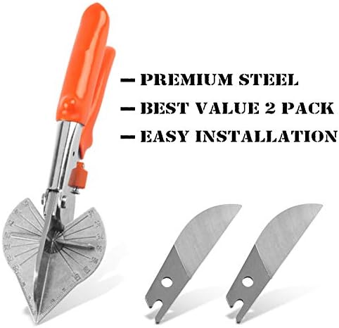 Multi Angle Miter Cutter | Extra Blade 2 Pack | Universal Fit | Shear Hand Tool | Cuts From 45 To 135 Degrees | Stainless Steel Sharp Blades (Extra Blades)