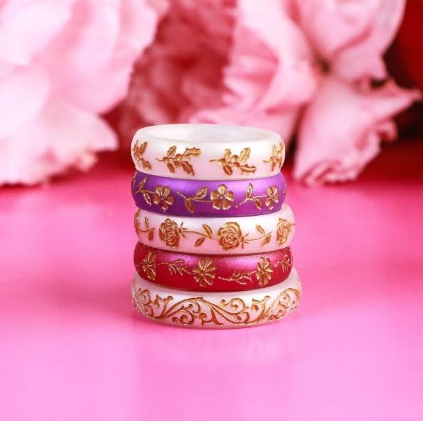 Knot Theory Birth Flower Silicone Ring for Women - 4mm Comfort Fit Wedding Band Engagement Ring