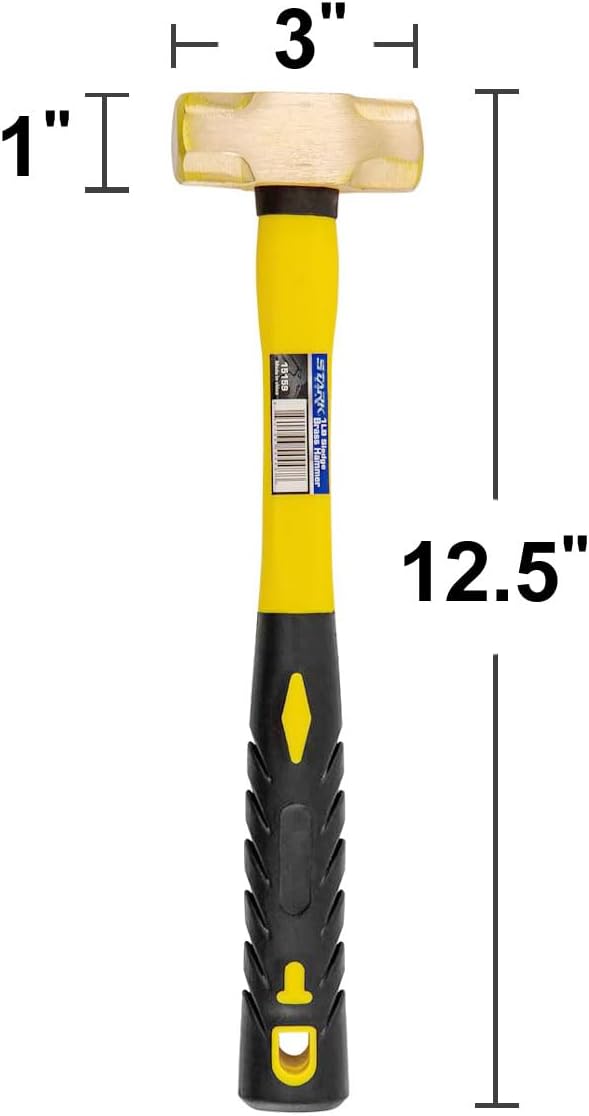 Stark USA 5-Pack Sledge Hammer Brass Head (1LB) with Comfortable Handle, Drilling Hammer, Crack Hammer, Die-Forge, Corrosion Resistant, 12.5" Length