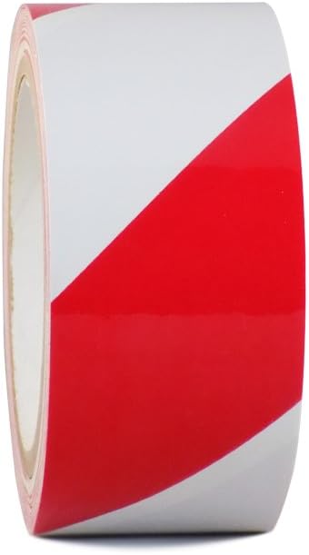 WOD Red & White Heavy-Duty Striped Safety Warning Tape, 2 inch x 18 yds. (Pack of 12) Floor Tape for Lane Marking Safety Areas, Warehouse, Gym, School, and Parking Spaces