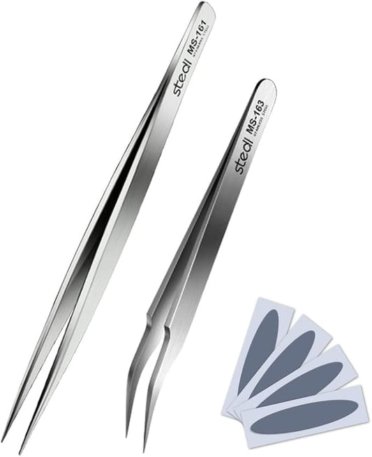 stedi 2PCS Precision Thickened Tweezers Set, Model Hobby Making Tools,Ultra-Precision Premium Stainless Steel Tweezers for Gundam, Scale Military Model, 3D Resin Parts, Industrial Tweezers