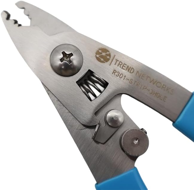 Precision 3-Hole Fiber Optic Stripper | Multi-Diameter Pliers for 250쨉m, 900쨉m, & 2mm/3mm Fiber Cable Jackets & Coatings