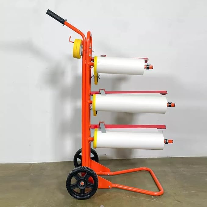 LAUCO Portable Slimline Mobile Masking Paper Machine Dispenser, Masking Machine Mobile Tree Style Mobile Masking Paper Station & Tape Dispenser Station, Stand Holds Multiple Rolls- (1680)
