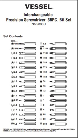 PRECISION SCREWDRIVER 36PCS BIT SET(English)