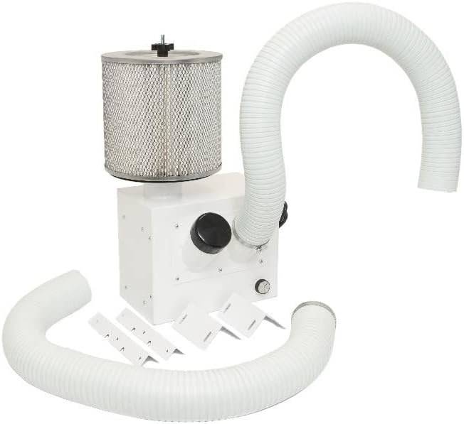 Extract-All Bench-Top Air Cleaning System for Chemical Vapors, Industrial Dust, and Powders with 2 Stage Filtration - Table Top Smoke Remover for DIY, Soldering, Welding, Wire Stripping