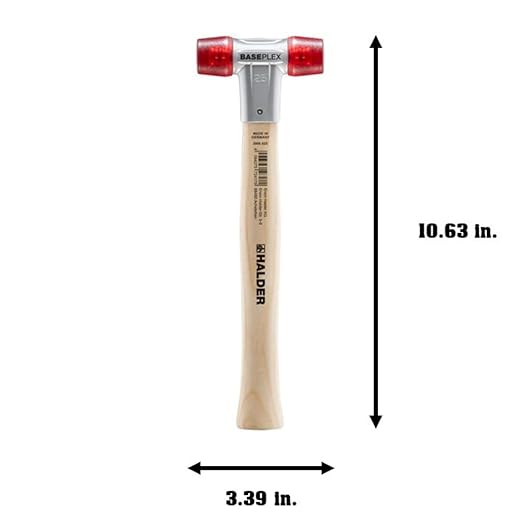 Halder Baseplex Soft-Faced Mallet 3906.025 - Hard Plastic Inserts, Zinc Die-Cast Housing, Overstrike Protector, 25mm, 7.58 Oz.