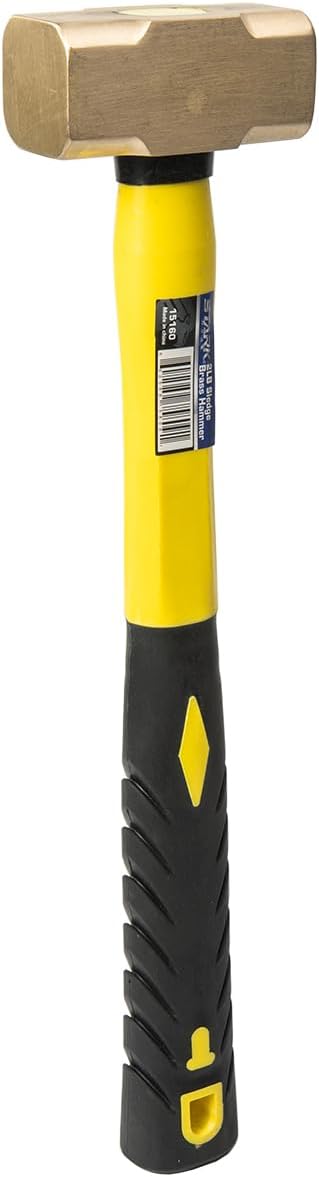 Stark USA 2-Pounds Sledge Hammer 2lbs Brass Head Fiber Glass Brass Sledge Hammer Impact Tool Hammer Comfortable Handle