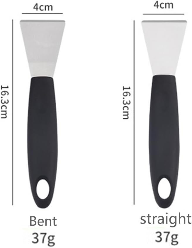 Stainless Steel metal Scraper, stove top Oven Scraper Tool non scratch, window glass scraper,Kitchen Cleaning,glass stripper,Putty,grout,sticker,Wallpaper, Paint,cooktop,Straight + Bending 2-PCS