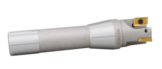 Accusize Industrial Tools 1-1/4'' by 5-27/32'' 90 Degree R8 Shank Indexable End Mills with 3 Apkt1604 Carbide Inserts Installed, 0028-6904